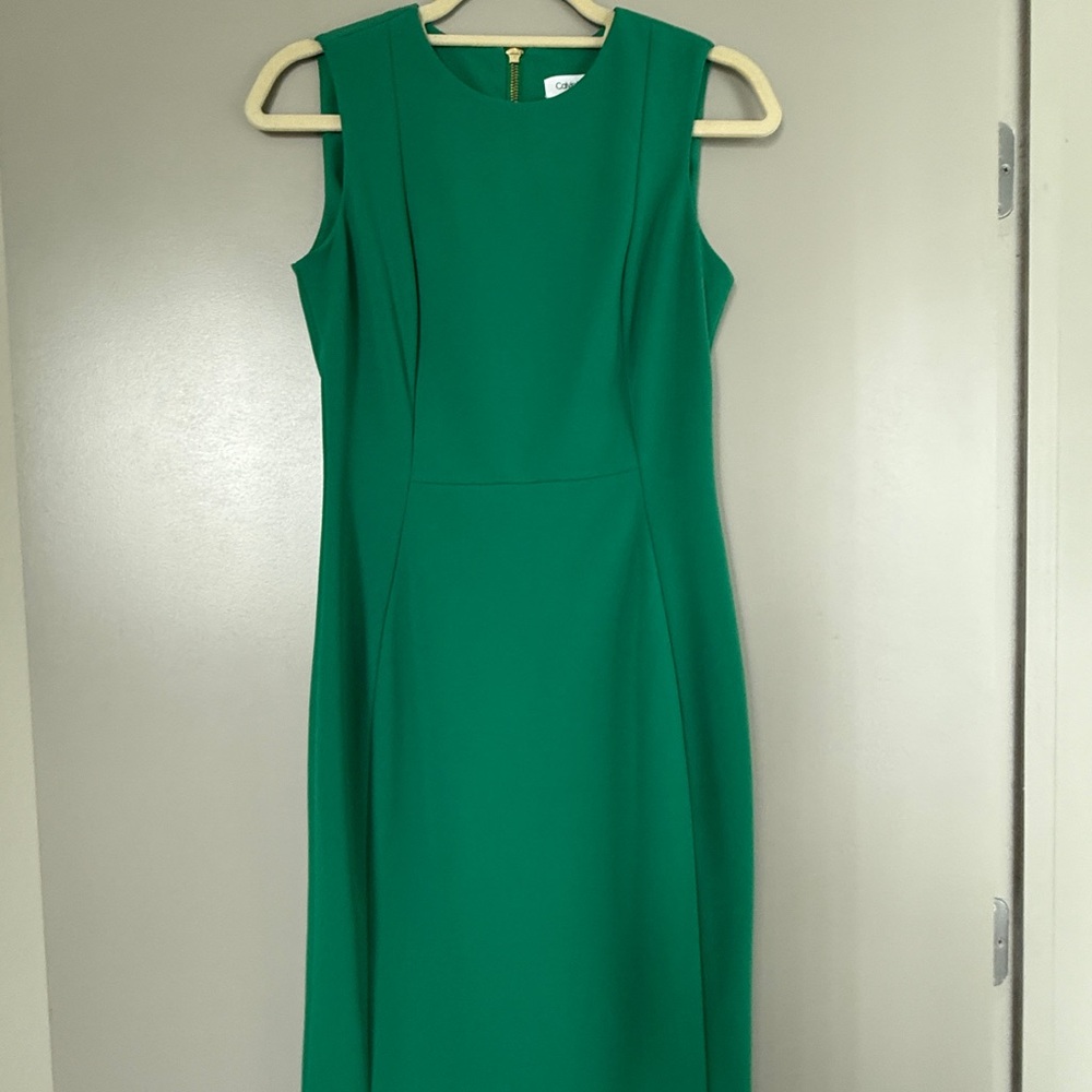 Calvin Klein Green Sheath Midi Dress